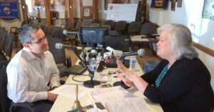 Luis Soto, director of Centro San Juan Diego, talks with host Kelly Roper during a special pledge drive on Catholic Radio Network.