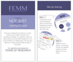 Bella recommends fertility awareness smartphone applications like FEMM to help women track their cycles.