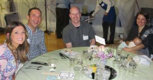 Hayley and Trevor Lamoureux , with Mike and Megan Daly, at a Knights of Columbus fundraising dinner April 11 at Our Lady of Family Parish in Lakewood.