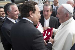 Pope Francis receives a key to the city during his visit to Quito and Guayaquil, Ecuador on July 6.