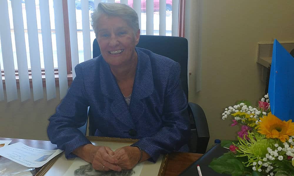Sister at her desk
