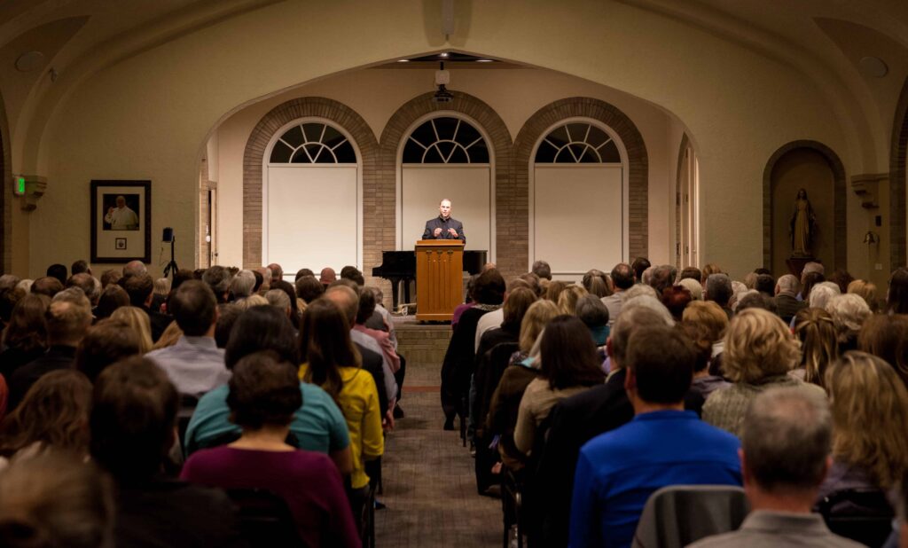 March 21, 2017, Denver, Colorado Archbishop Lecture Series featuring Fr. Paul Scalia, a priest from the Diocese of Arlington speaking on the topic of the importance of prophetic Catholic witness in the culture today. Photo by Andrew Wright/Denver Catholic