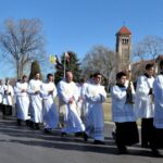 Seminarians and priests processes during the seminarians  St. Joseph Procession at the John Paul II Center. March 19, 2014.