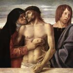In ?Dead Christ Supported by the Madonna and St John? (1460) by Giovanni Bellini we are reminded that John is called to be Mary?s son, so he becomes the vicar, the representative of Christ in taking care of Mary.