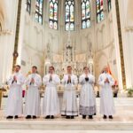 DENVER, CO – FEBRUARY 6: From left, Daniel Ciucci, Shaun Galvin, Joseph Grady, Nicholas Larkin, John Mrozek and Peter Wojda stand before the congregation during their transitional diaconate ordination at the Cathedral Basilica of the Immaculate Conception on February 6, 2016, in Denver, Colorado. (Photo by Daniel Petty/Denver Catholic)